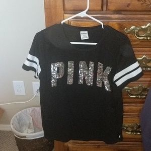Large Pink shirt with sparkly silver sequins
